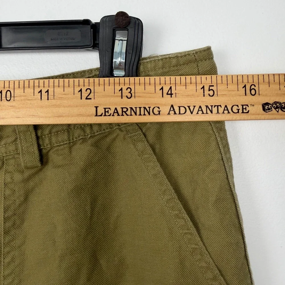 Quince Women Army Green Cotton Linen Twill Cargo Pants M High Rise Utility